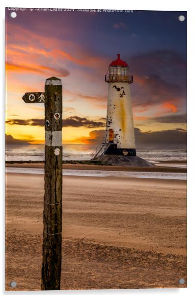 Talacre Lighthouse Sunset Acrylic by Adrian Evans