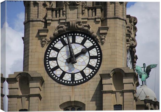 Liverpool Liver Building Clock Canvas Print by Ian Fairbrother