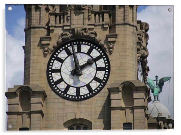 Liverpool Liver Building Clock Acrylic by Ian Fairbrother