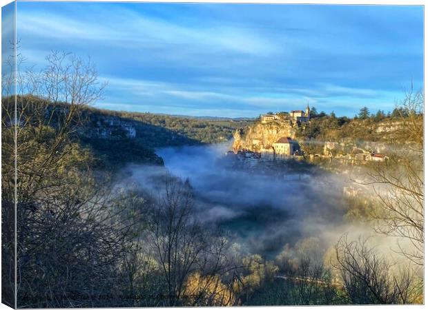Misty Medieval Rocamadour, France Canvas Print by Philip Teale