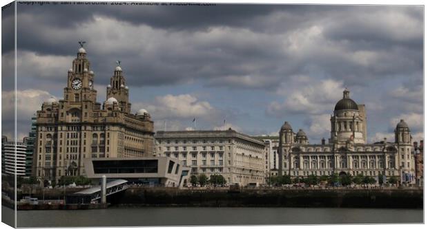 Liverpool Three Graces Cityscape Canvas Print by Ian Fairbrother