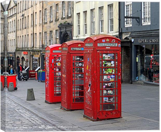 Red Phone Boxes Royal Mile Canvas Print by dale rys (LP)