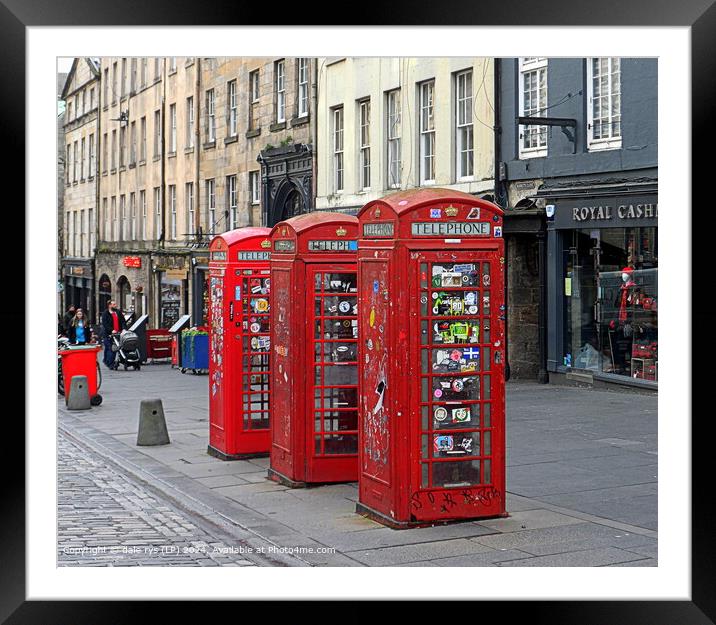 Red Phone Boxes Royal Mile Framed Mounted Print by dale rys (LP)