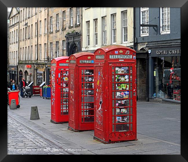 Red Phone Boxes Royal Mile Framed Print by dale rys (LP)