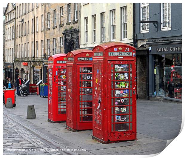 Red Phone Boxes Royal Mile Print by dale rys (LP)