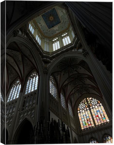 Symmetrical Glass Cathedral Interior Canvas Print by Jānis Ālers