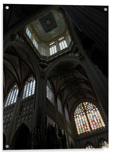 Symmetrical Glass Cathedral Interior Acrylic by Jānis Ālers