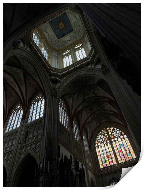 Symmetrical Glass Cathedral Interior Print by Jānis Ālers
