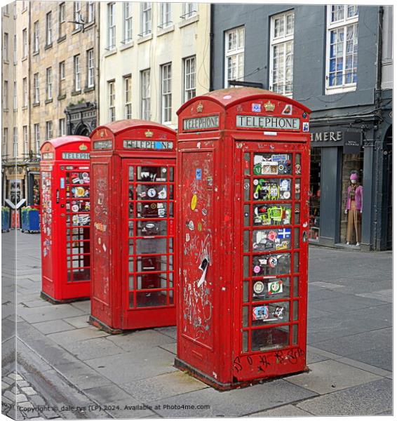 ROYAL MILE Red Phone Boxes Canvas Print by dale rys (LP)