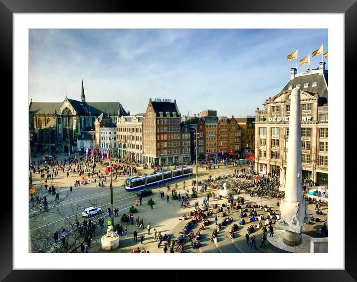 Vivid Dam Cityscape Amsterdam Framed Mounted Print by Anmol Jain
