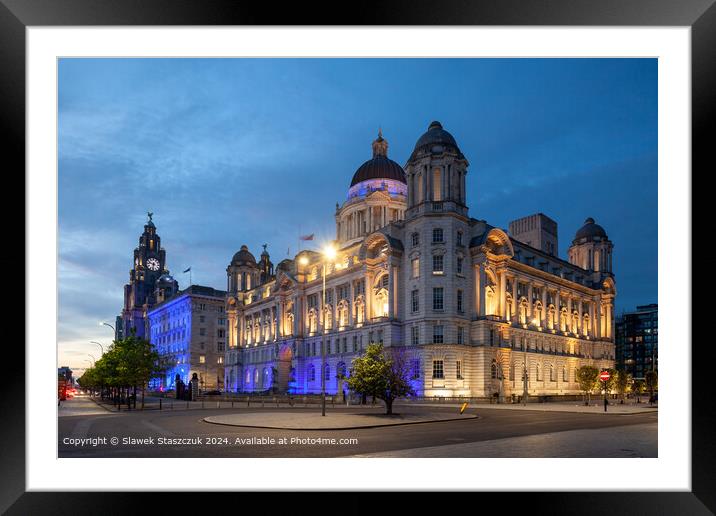 Liverpool Waterfront Evening Cityscape Framed Mounted Print by Slawek Staszczuk