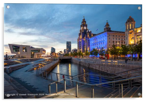 Mann Island Liverpool Cityscape Acrylic by Slawek Staszczuk