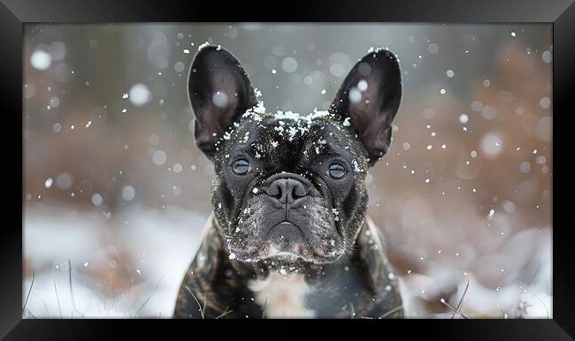 French Bulldog Snow Framed Print by K9 Art