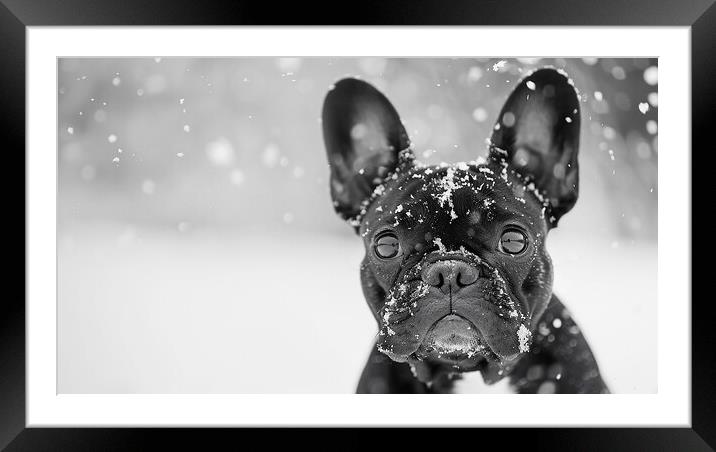 Black and White French Bulldog Framed Mounted Print by K9 Art