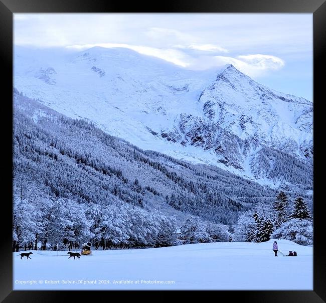 Snowy Alps Landscape Adventure Framed Print by Robert Galvin-Oliphant