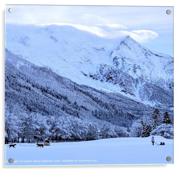 Snowy Alps Landscape Adventure Acrylic by Robert Galvin-Oliphant