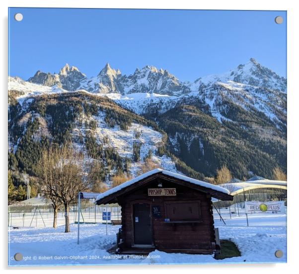 Snowy Alpine Peaks Landscape Acrylic by Robert Galvin-Oliphant