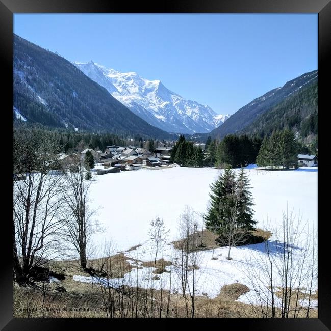 Snowy Chamonix Valley French Alps Framed Print by Robert Galvin-Oliphant