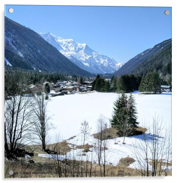 Snowy Chamonix Valley French Alps Acrylic by Robert Galvin-Oliphant