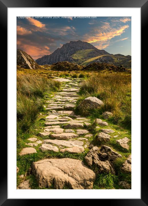 Tryfan Mountain Sunset Landscape Framed Mounted Print by Adrian Evans
