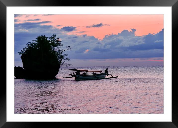 Traditional Fishing Boat Ocean Evening Light Sunse Framed Mounted Print by Alice Rose Lenton