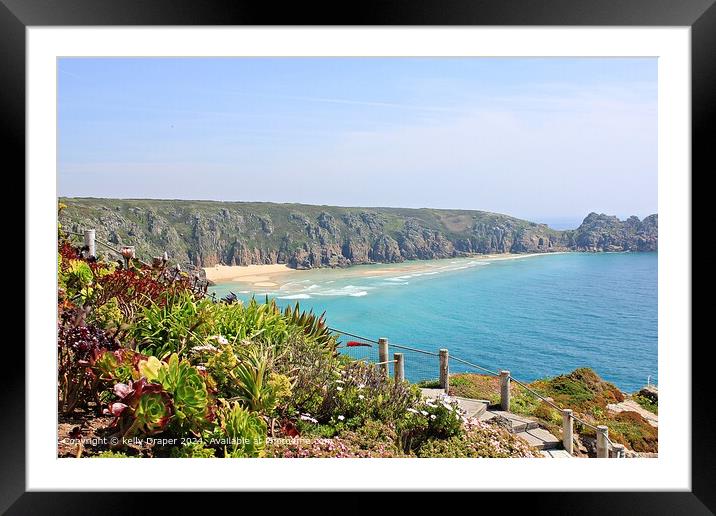 Porthcurno Framed Mounted Print by kelly Draper
