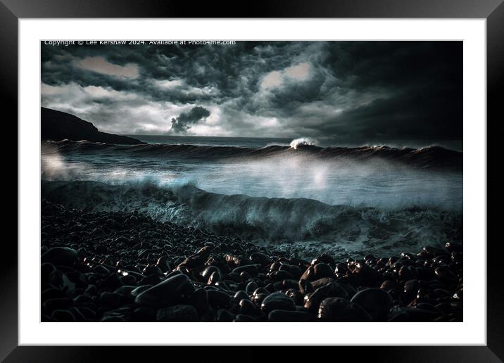 Storm Tossed Waves at Dunraven Beach Framed Mounted Print by Lee Kershaw