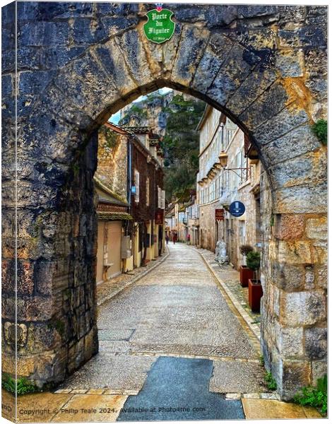 Stone Gateway Rocamadour, france Canvas Print by Philip Teale