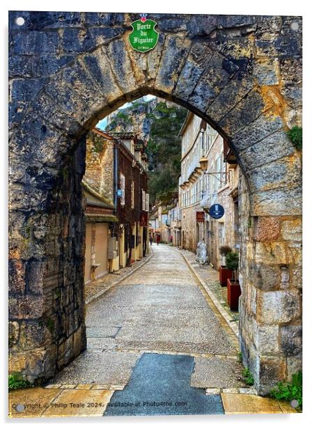 Stone Gateway Rocamadour, france Acrylic by Philip Teale