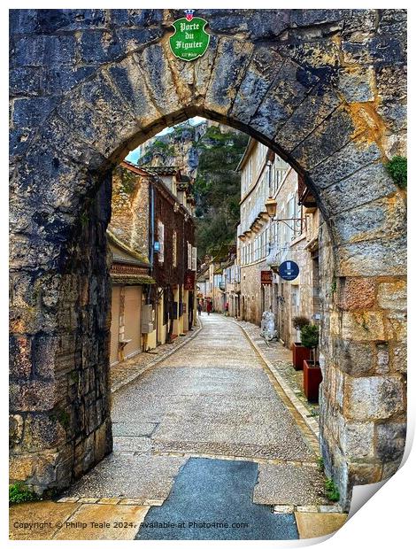 Stone Gateway Rocamadour, france Print by Philip Teale