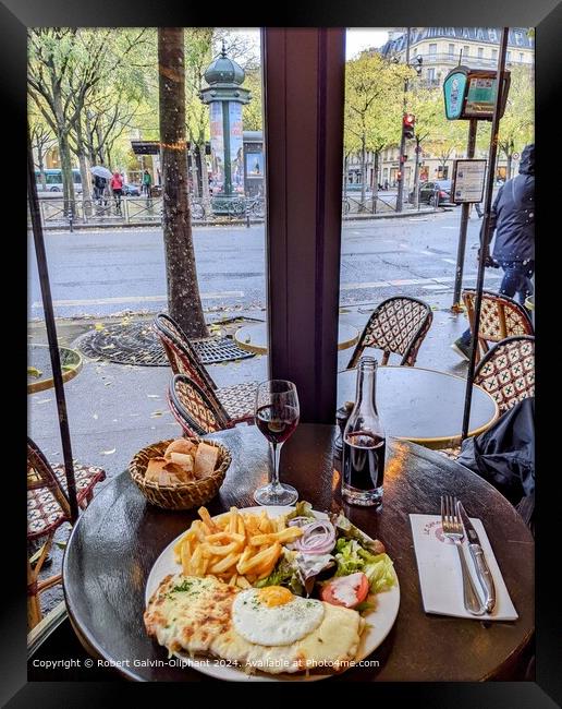 Parisian Street Lunch Scene Framed Print by Robert Galvin-Oliphant