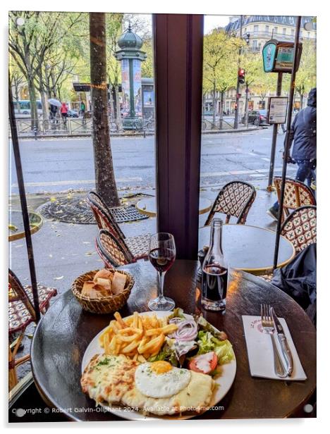Parisian Street Lunch Scene Acrylic by Robert Galvin-Oliphant