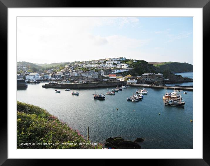 Mevagissey Harbour Framed Mounted Print by kelly Draper
