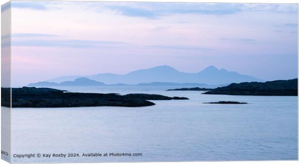 Isle of Rum from Sanna Bay Ardnamurchan Peninsula Canvas Print by Kay Roxby