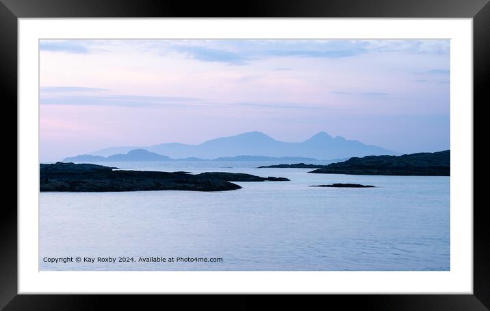 Isle of Rum from Sanna Bay Ardnamurchan Peninsula Framed Mounted Print by Kay Roxby