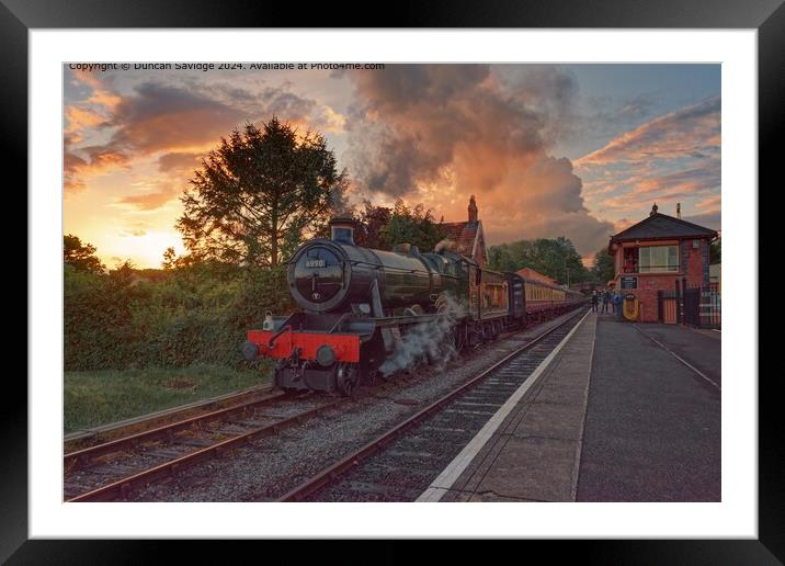 6990 Witherslack Hall Steam Train Sunset at Bishops Lydeard on the West Somerset Railway Framed Mounted Print by Duncan Savidge