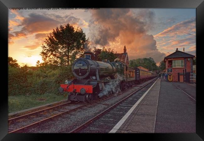 6990 Witherslack Hall Steam Train Sunset at Bishops Lydeard on the West Somerset Railway Framed Print by Duncan Savidge