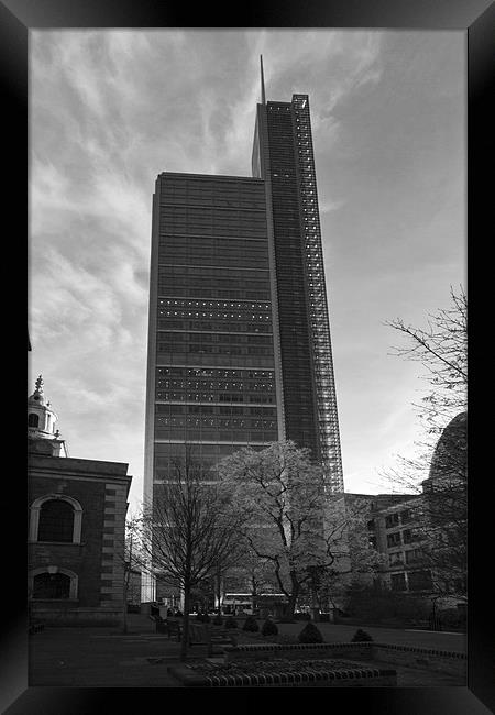 Heron Tower London black and white Framed Print by David French