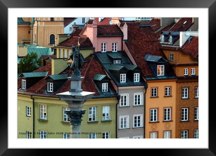 Sigismund's Column, Colourful Tenements, Warsaw Framed Mounted Print by Paulina Sator