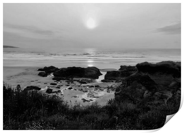 Gwithian beach Sunset Print by Beryl Curran