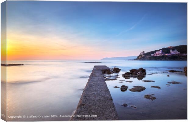 Tuscany Pier Sunset Canvas Print by Stefano Orazzini