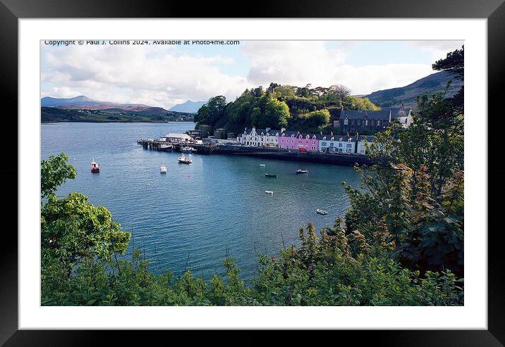 Portree Harbour and Quayside Framed Mounted Print by Paul J. Collins