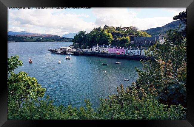Portree Harbour and Quayside Framed Print by Paul J. Collins