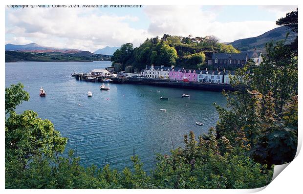 Portree Harbour and Quayside Print by Paul J. Collins