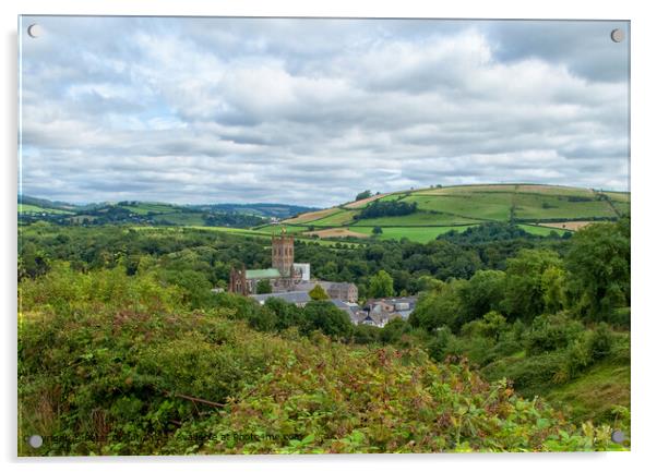 Buckfast Abbey Devon Landscape Acrylic by Peter Bolton