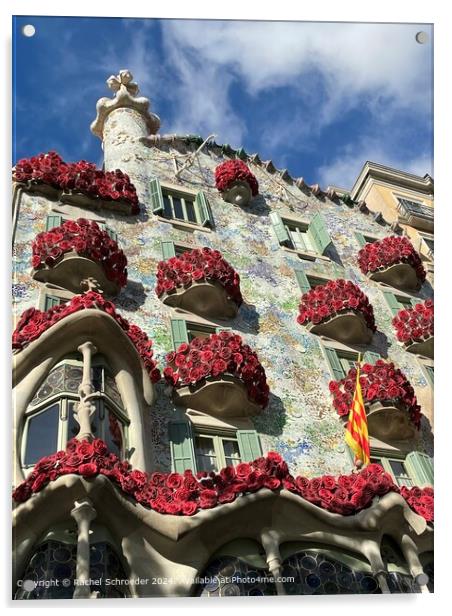 Gaudi Rose Balconies on Festival of Sant Jordi Acrylic by Rachel Schroeder