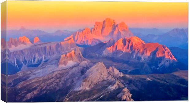 Dolomites Sunset Landscape Canvas Print by Leendert de Knegt