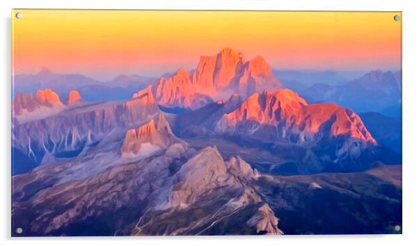 Dolomites Sunset Landscape Acrylic by Leendert de Knegt