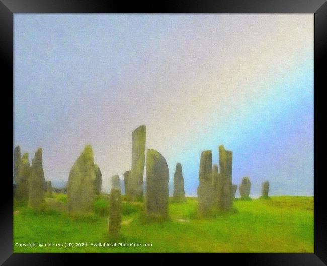 Rainbow Standing Stones Isle of Lewis Framed Print by dale rys (LP)