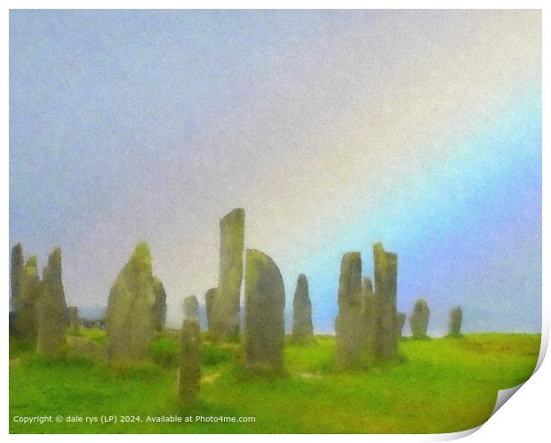 Rainbow Standing Stones Isle of Lewis Print by dale rys (LP)